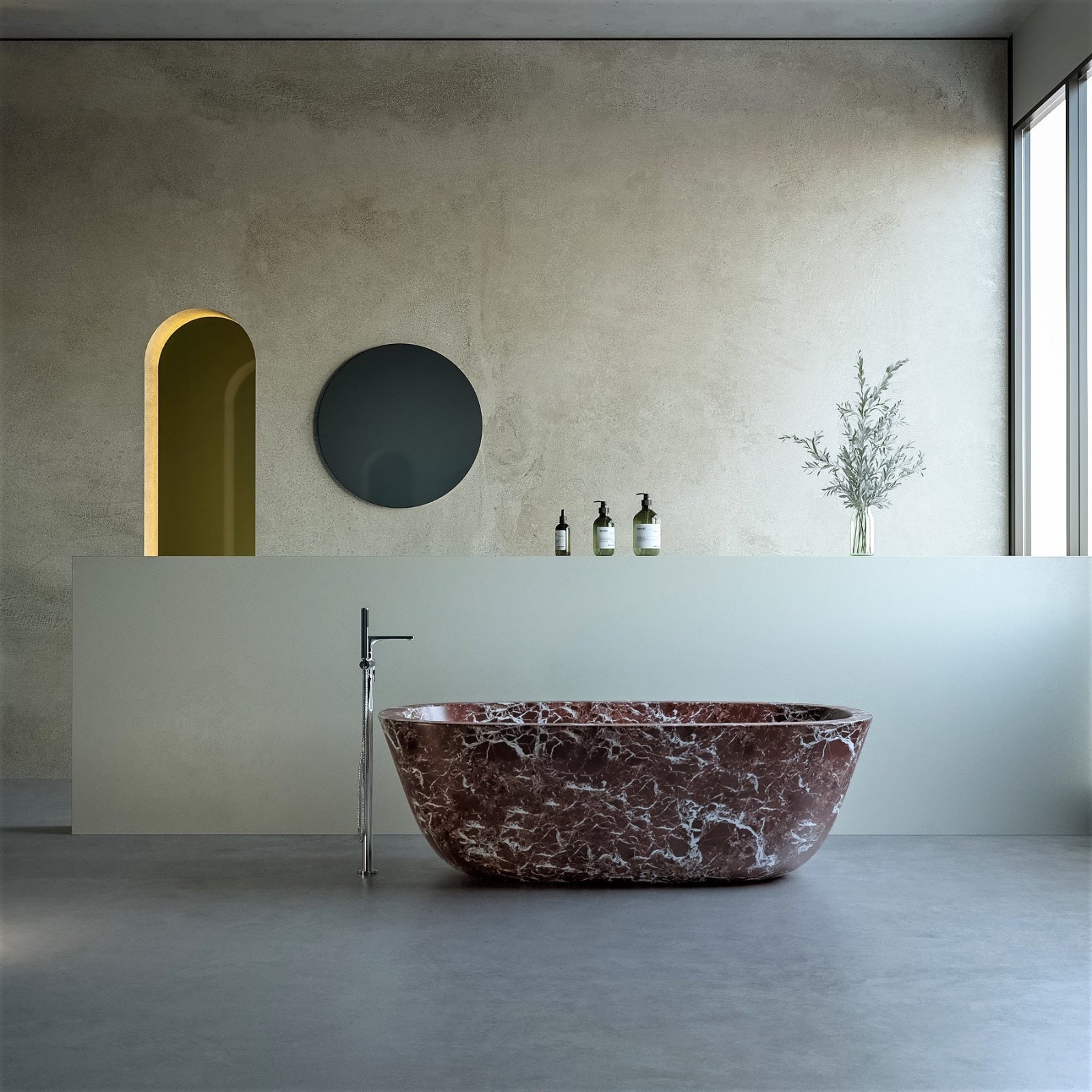 Burgunderroter Marmor Badewanne