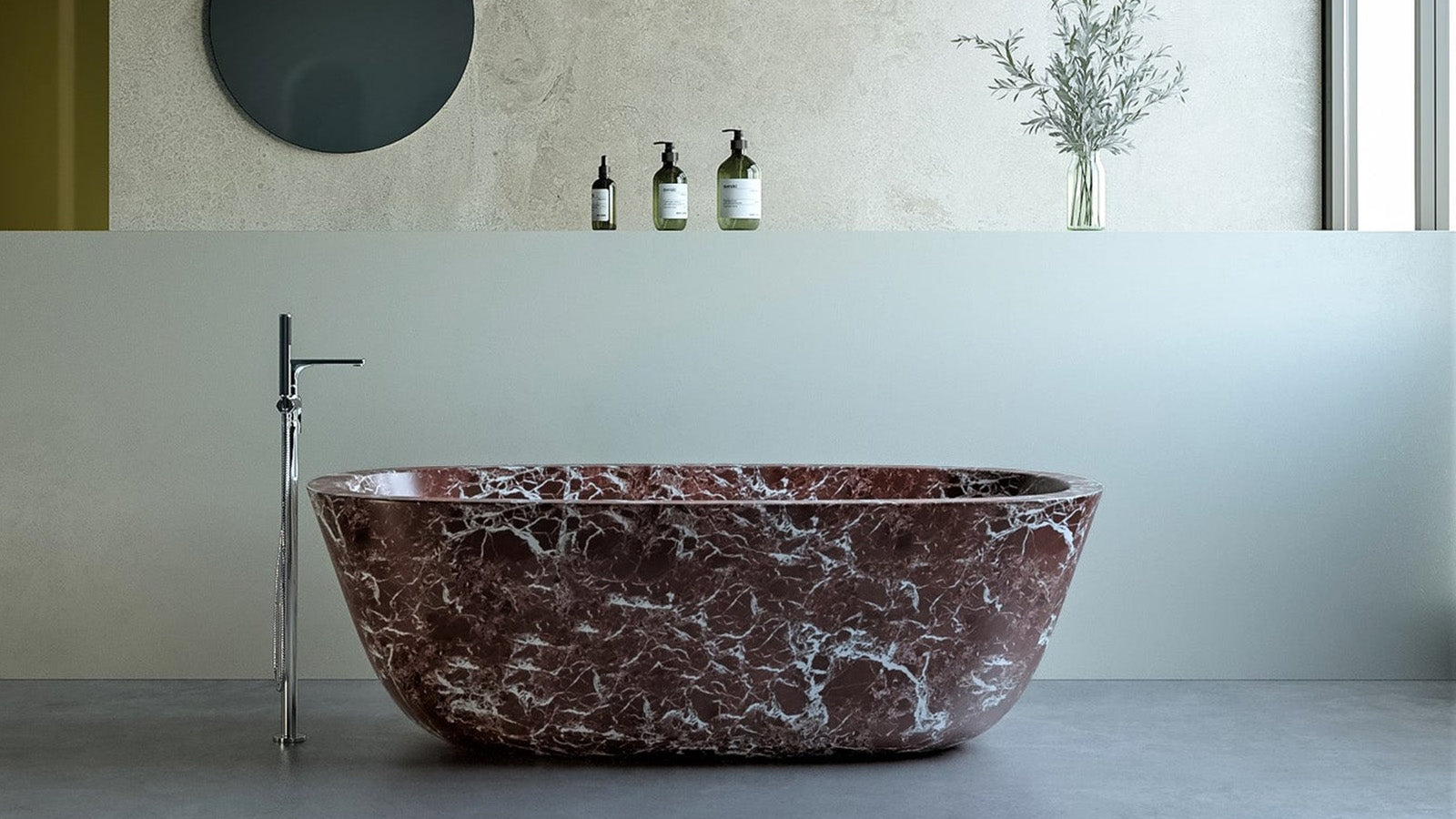 Burgunderroter Marmor Badewanne