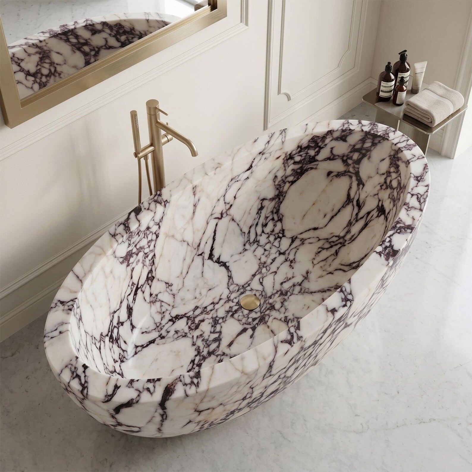 Marmorne Violett-Badewanne