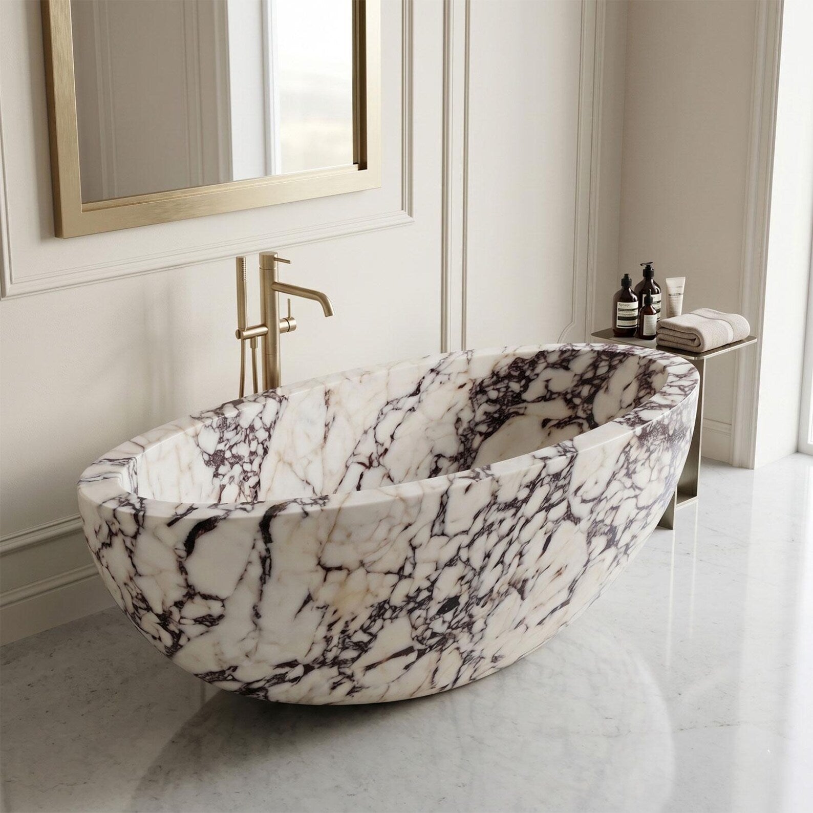 Marmorne Violett-Badewanne
