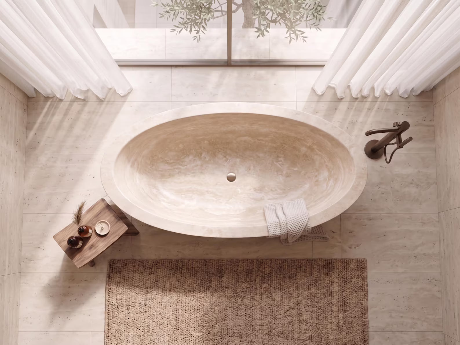 Travertin Veincut Badewanne