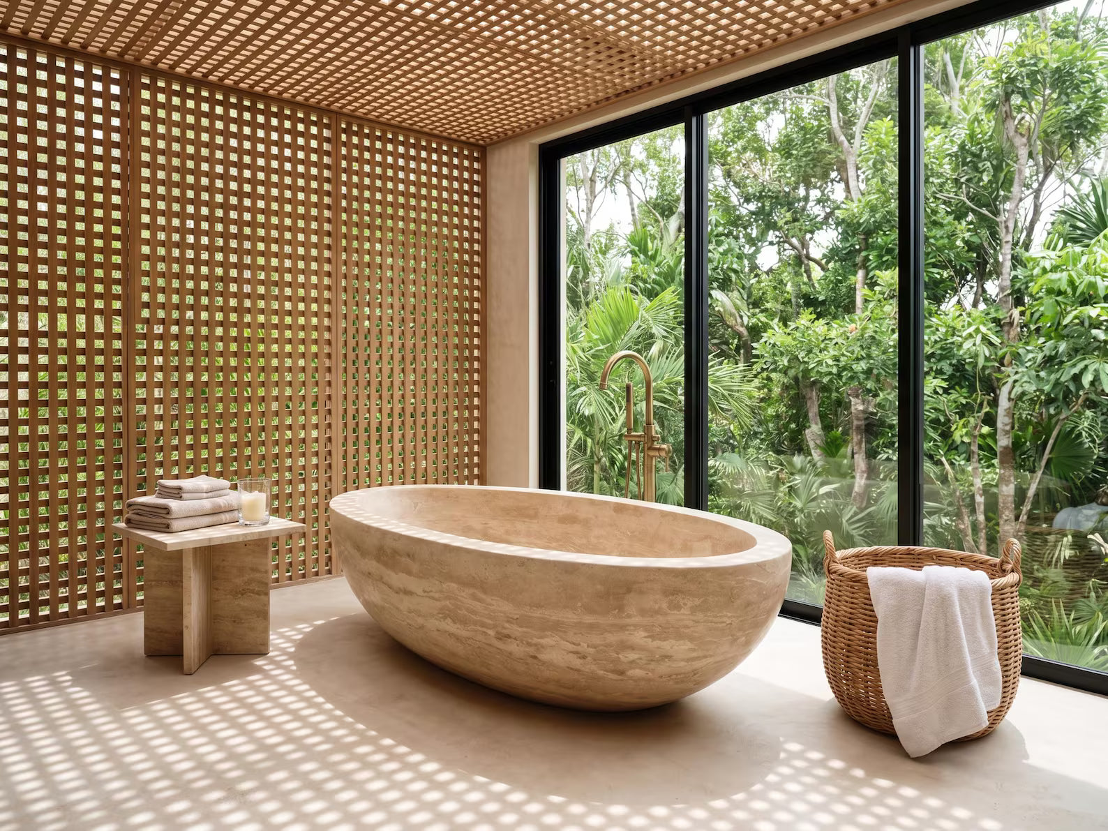 Travertin Veincut Badewanne