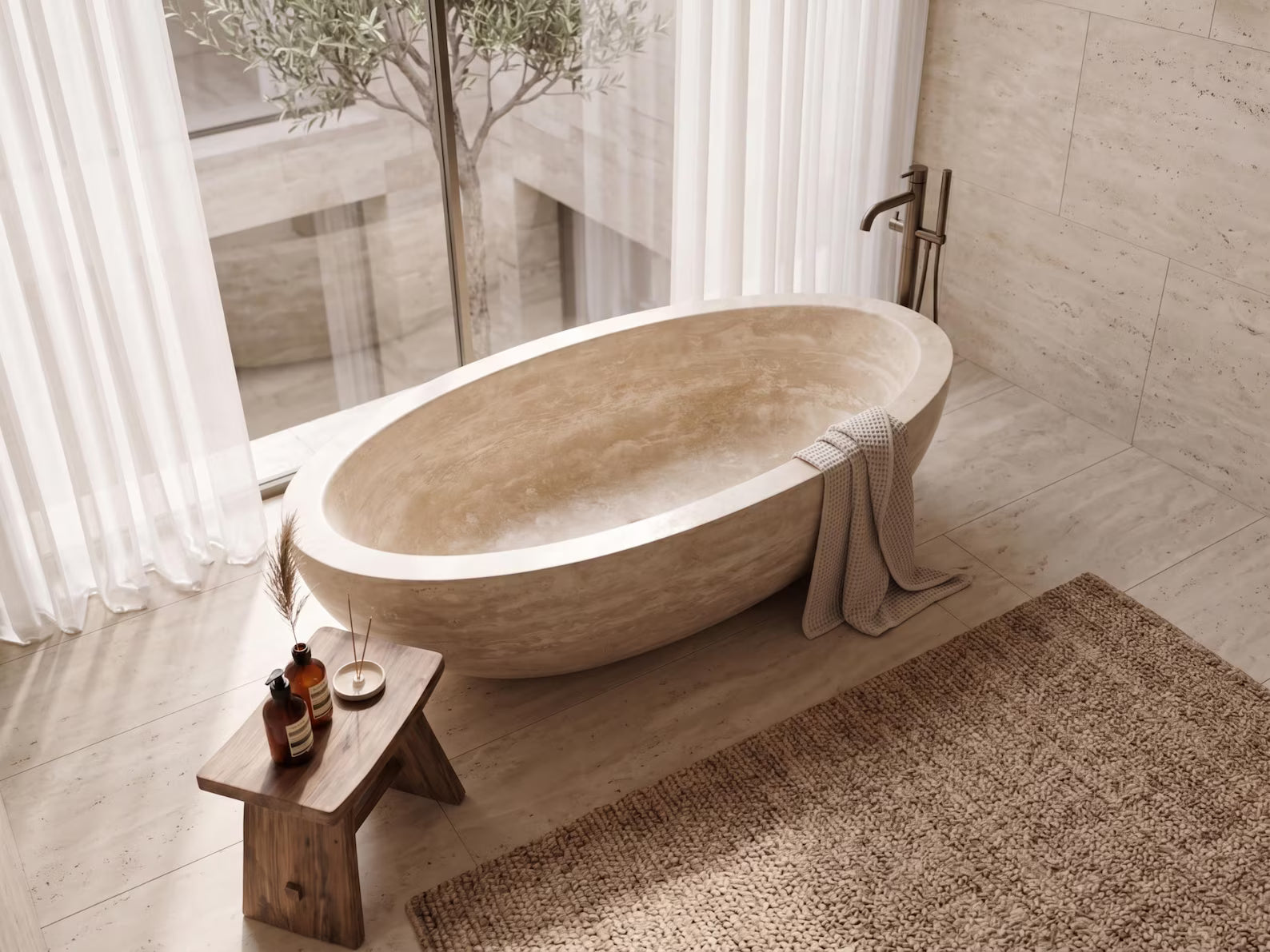 Travertin Veincut Badewanne